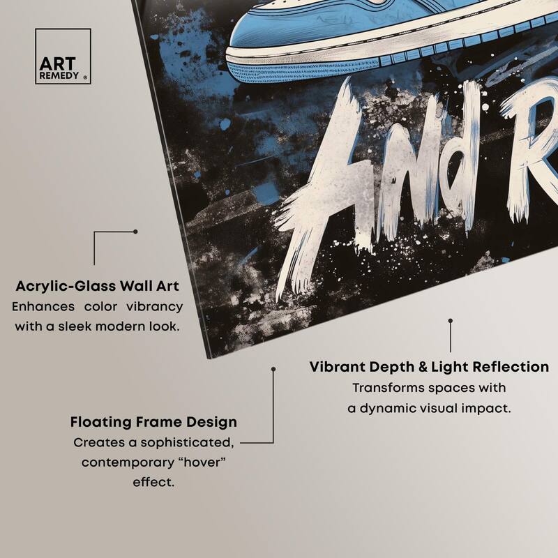 Hustle and Rise Sneaker Acrylic by Art Remedy, Ready to Hang
