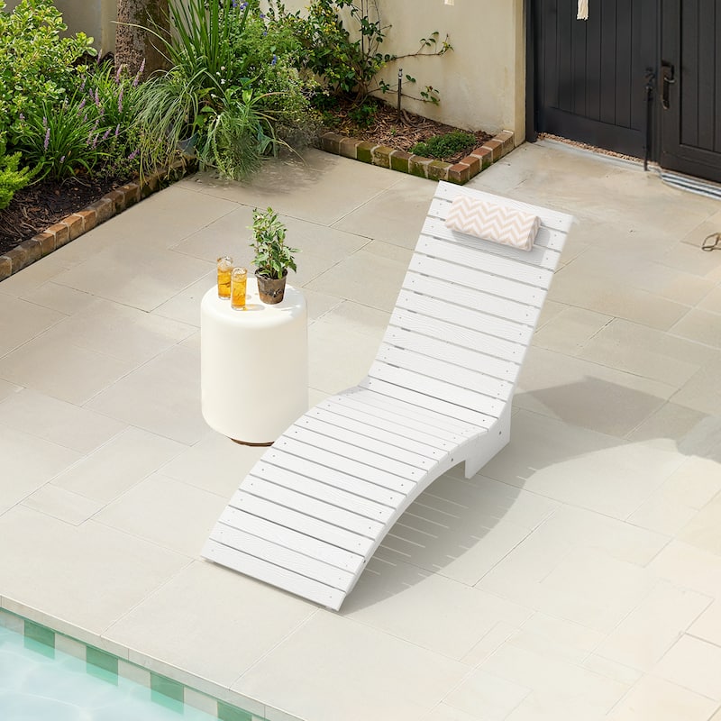 HDPS Pool Lounge Chairs, Single Waterproof Sun Lounge Chaise With Headrest For In Pool, White/Blue/Orange/Black - White