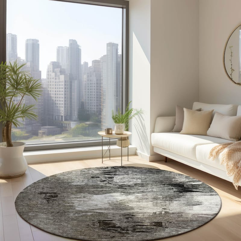Machine Washable Indoor/ Outdoor Chantille Modern Ombre Rug - Taupe - 8' x 8'