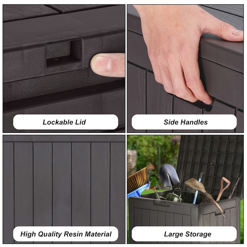 Deck Box with 31 Gallon Capacity, Weatherproof Resin Lockable Outdoor