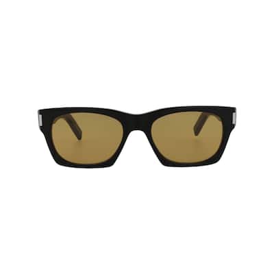 Saint Laurent Square-Frame Acetate Sunglasses, Solid Ocher Lens, Shiny Black Frame