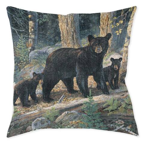 Laural Home Black Bear Family 17" x 18" Woven Decorative Pillow