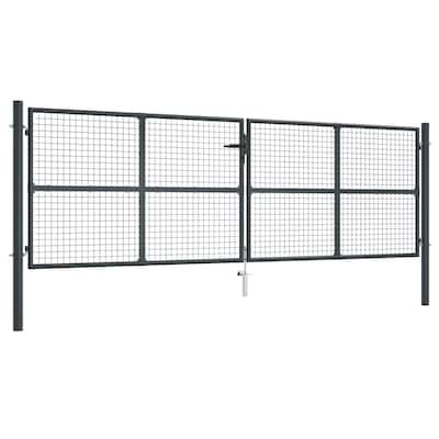 vidaXL Mesh Patio Gate Galvanised Steel 157.5x68.9" Grey