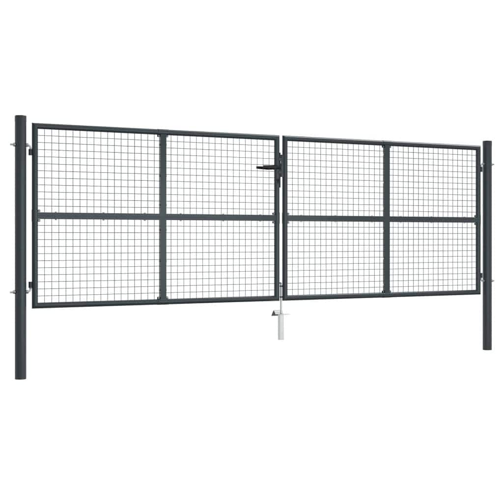 vidaXL Mesh Garden Gate Galvanised Steel 157.5" x 29.5" Grey