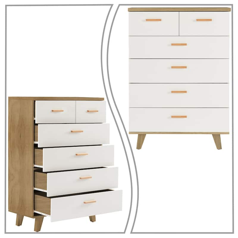 Modern Farmhouse Style Wooden Dresser with Wooden Handles