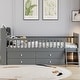 preview thumbnail 19 of 36, Twin Size Platform Bed Frame with 4 Storage Drawers & Guardrail Headboard for Bedroom, Wooden Kids Storage Bed with Ladder Gray - Twin