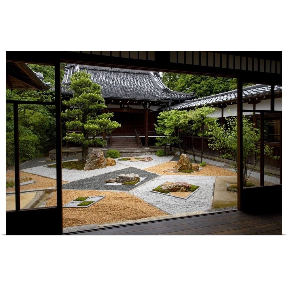 "A modern courtyard zen garden, Shinyo-do temple" Poster Print - Multi