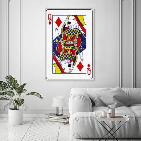 Oliver Gal 'Dog of Diamonds II' Animals Red Wall Art Canvas Print