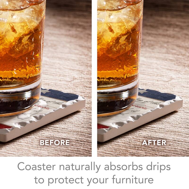 Counterart Absorbent Stone Coaster, Americana, Set of 4 - 4.01x4.10