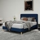 preview thumbnail 7 of 91, Caxkun Upholstered Platform Bed Frame with Wingback headboard Blue - Full
