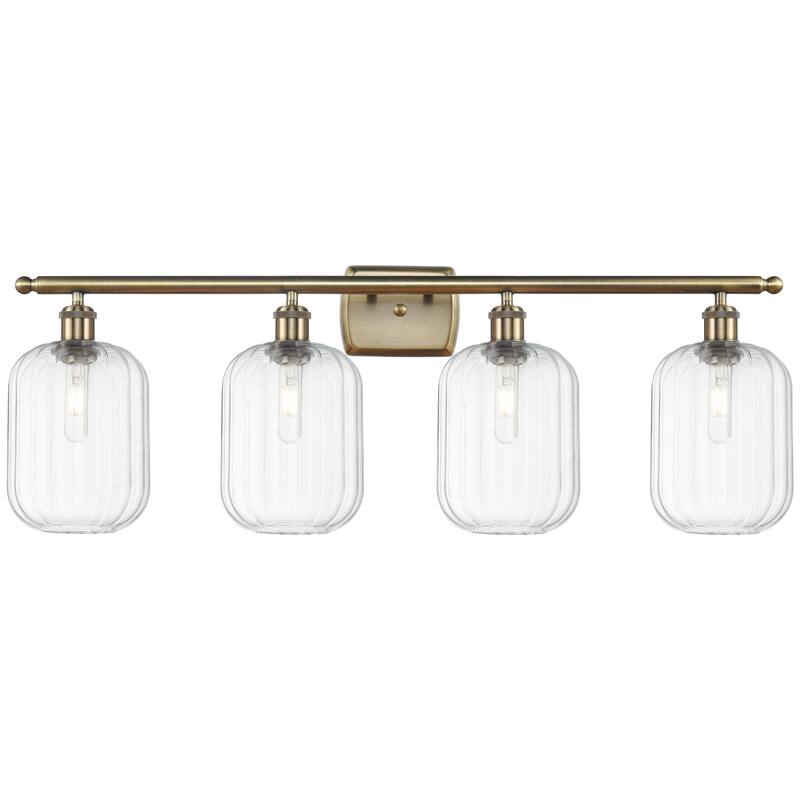 Innovations Lighting Endless Possibilities Ballston - Preston - 4 Light 37" Jar Shade Bath Vanity Light - Antique Brass/Clear