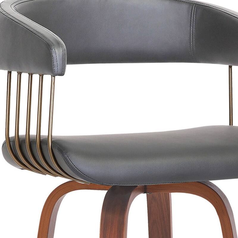 Modern Faux Leather Swivel Bar Stool with Full Back and Bucket Seat