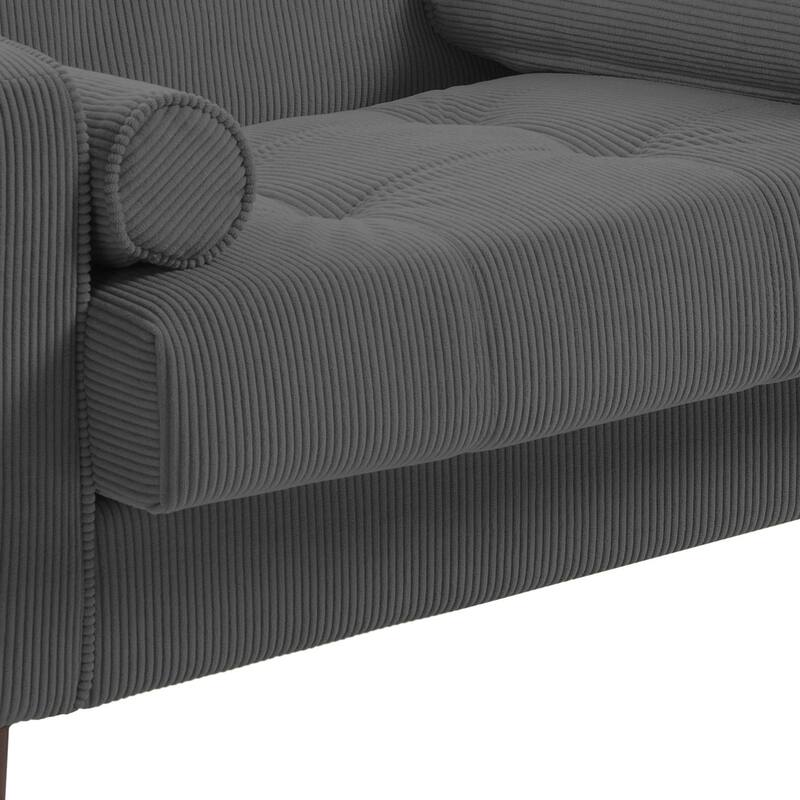 62.5'' W Corduroy Couch Upholstered Square Arm Sofa