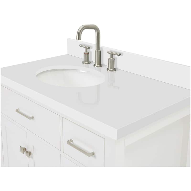 Ariel H037SLWQOVO Bristol 36" Thick Quartz Vanity Top