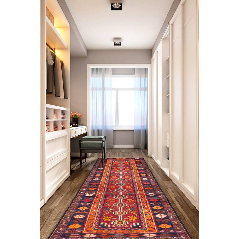 ECARPETGALLERY Hand-knotted Melis Red Wool Rug - 3'7 x 9'9