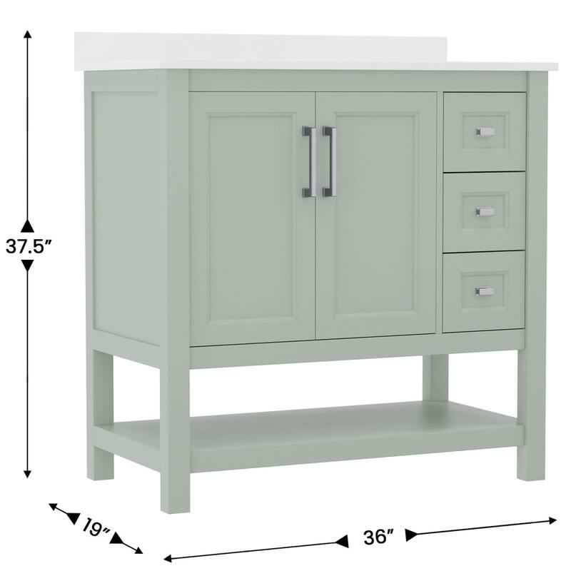 Bathroom Vanity with Sink, Open Storage, and Storage Drawers