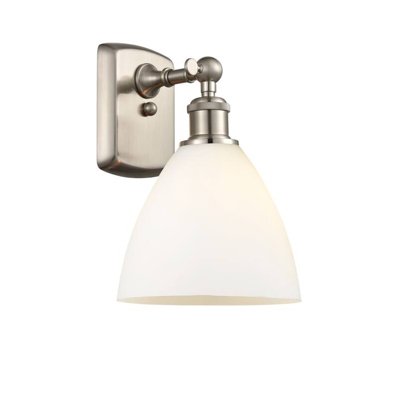 Innovations Lighting 516-1W-11-8 Bristol Sconce Bristol 11" Tall Wall - Brushed Satin Nickel / Matte White