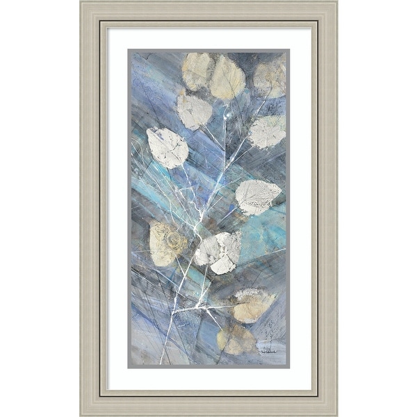 Framed Art Print 'Silver Leaves II' by Albena Hristova 20 x 32-inch - Blue/Grey