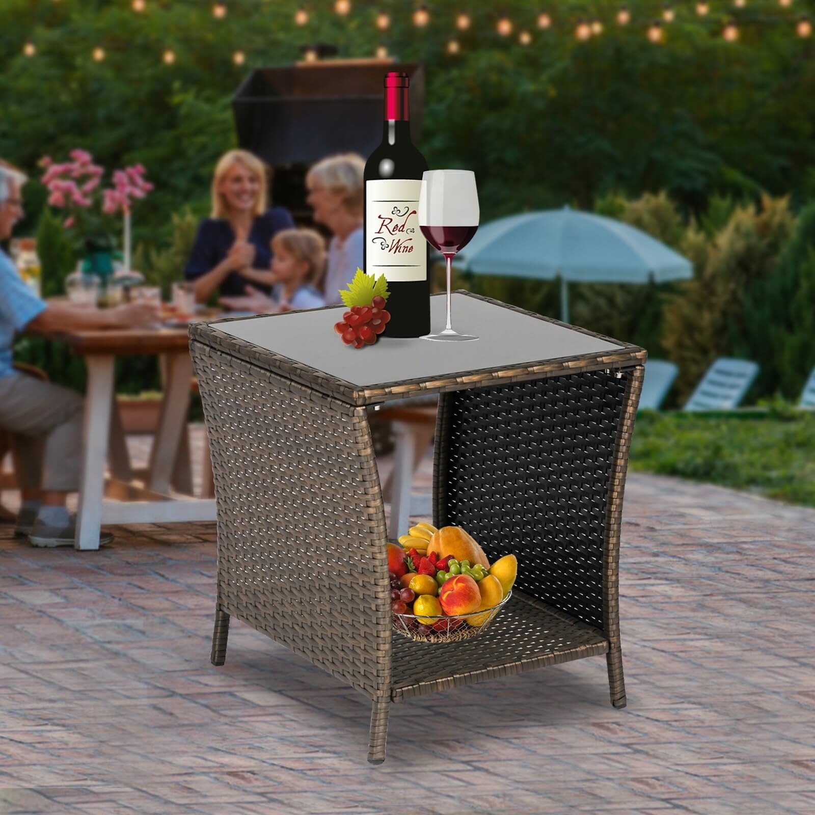 kinbor patio umbrella PatioKingdom Rectangular Umbrella, Outdoor for Pool & Garden 6.5*10FT / Orange inspired by Italian hotel beach cabanas Kinbor Outdoor Side Table Wicker