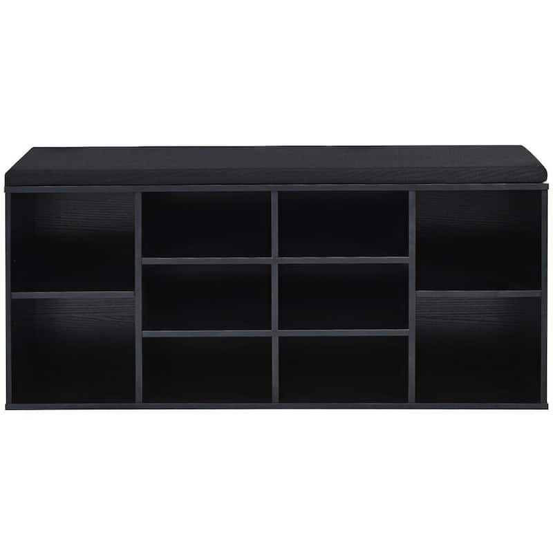 Gymax Entryway Padded Shoe Storage Bench 10-Cube Organizer Bench - 41'' x 12'' x 19''