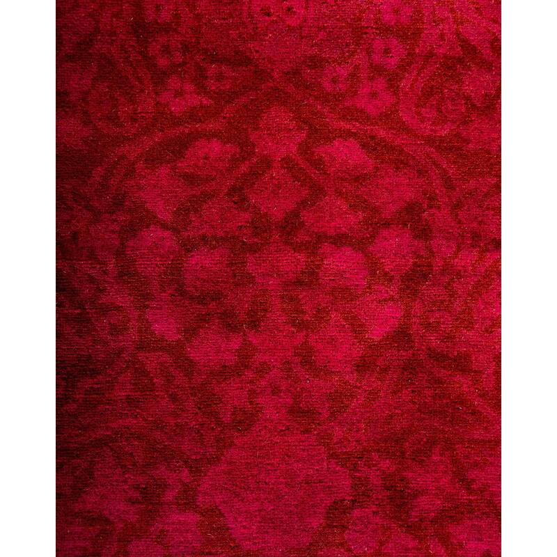Overton Hand Knotted Wool Vintage Inspired Modern Contemporary Overdyed Pink Runner Rug - 3' 2" x 22' 7"