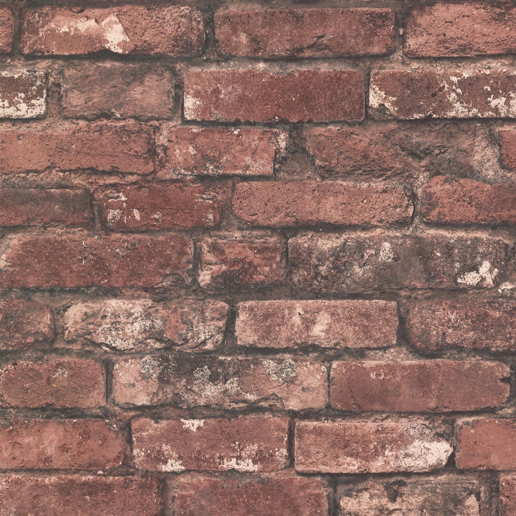 Brewster Davis Dark Red Exposed Brick Wallpaper - 20.5in x 396in x 0.025in