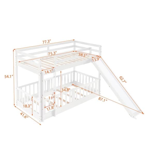 White Twin Over Twin Bunk Bed with Slide and Ladder - Bed Bath & Beyond ...