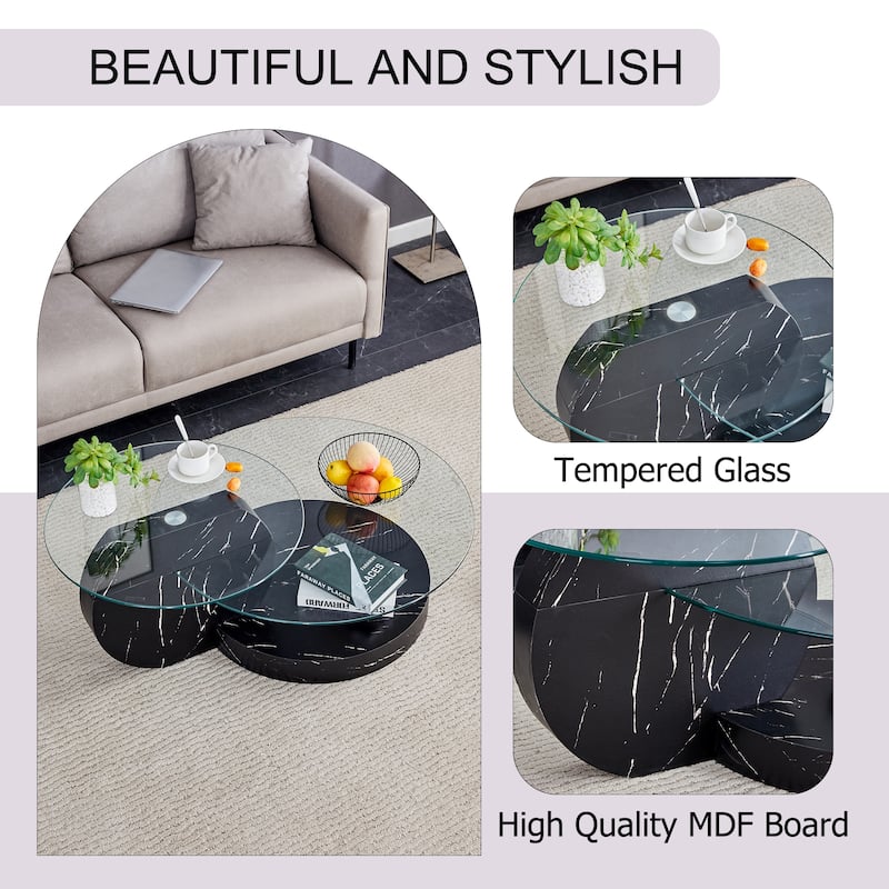 Modern and Practical Double-layer Round Coffee Table Sofa Side Table