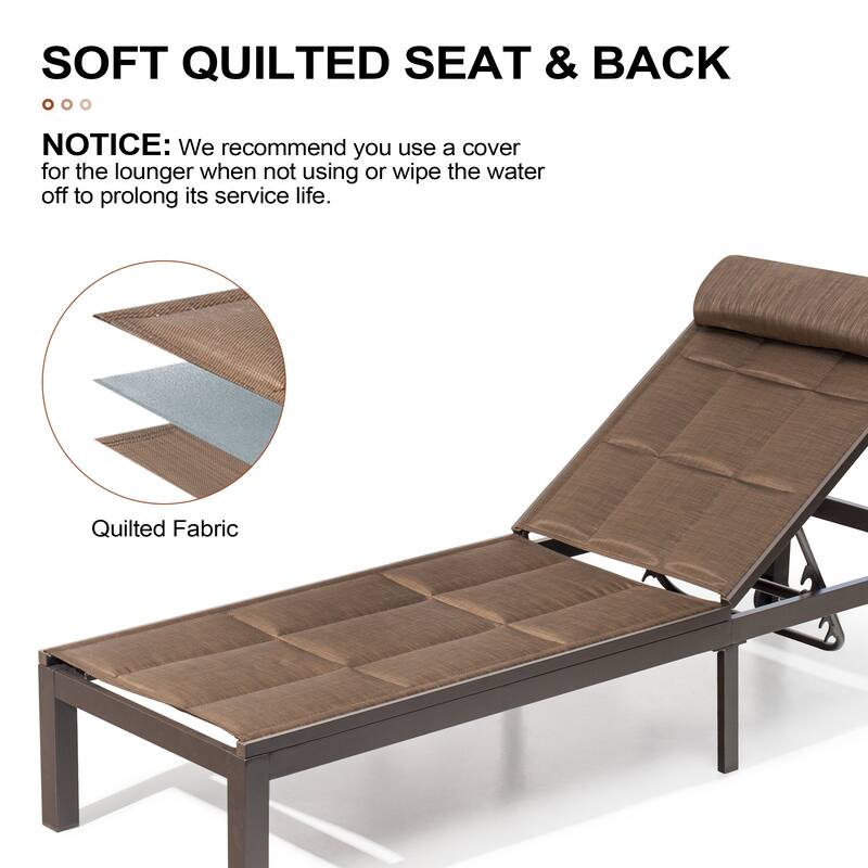 Outdoor Aluminum Chaise Lounge Adjustable Foldable Lounge Chairs