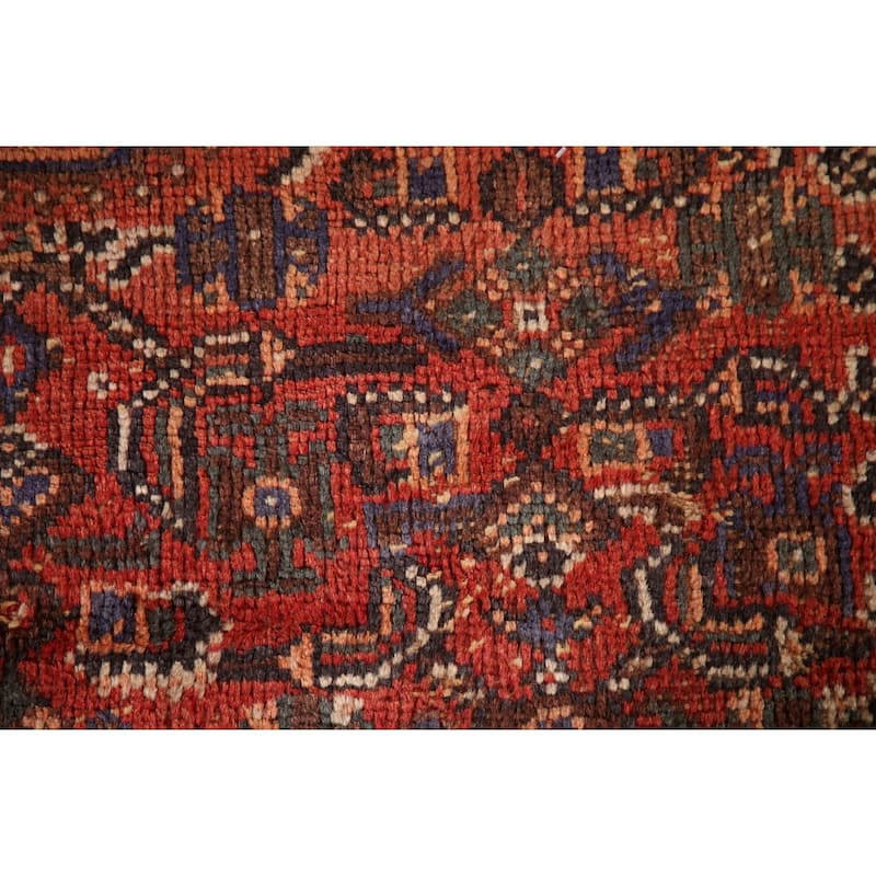 Tribal Orange Qashqai Persian Vintage Rug Hand-Knotted Wool Carpet - 5'4"x 8'0"