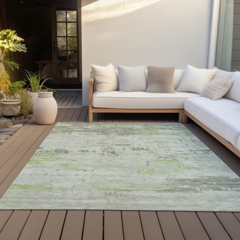 Machine Washable Indoor/Outdoor Abstract Allure Chantille Rug - Aloe - 9' x 12'