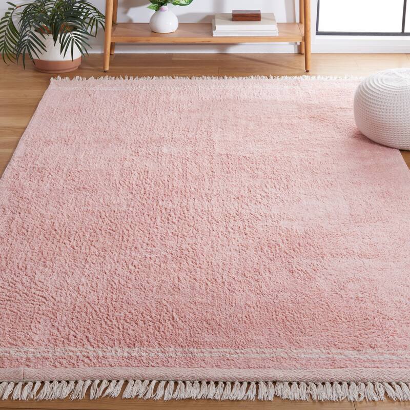 SAFAVIEH Easy Care Machine Washable Vincente Ilva Rug - 4' Square - Pink/Ivory - Square