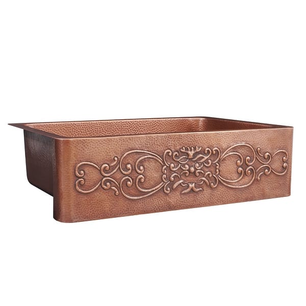 slide 2 of 12, Ganku Copper 33" Single Bowl Farmhouse Apron Front Undermount Kitchen Sink