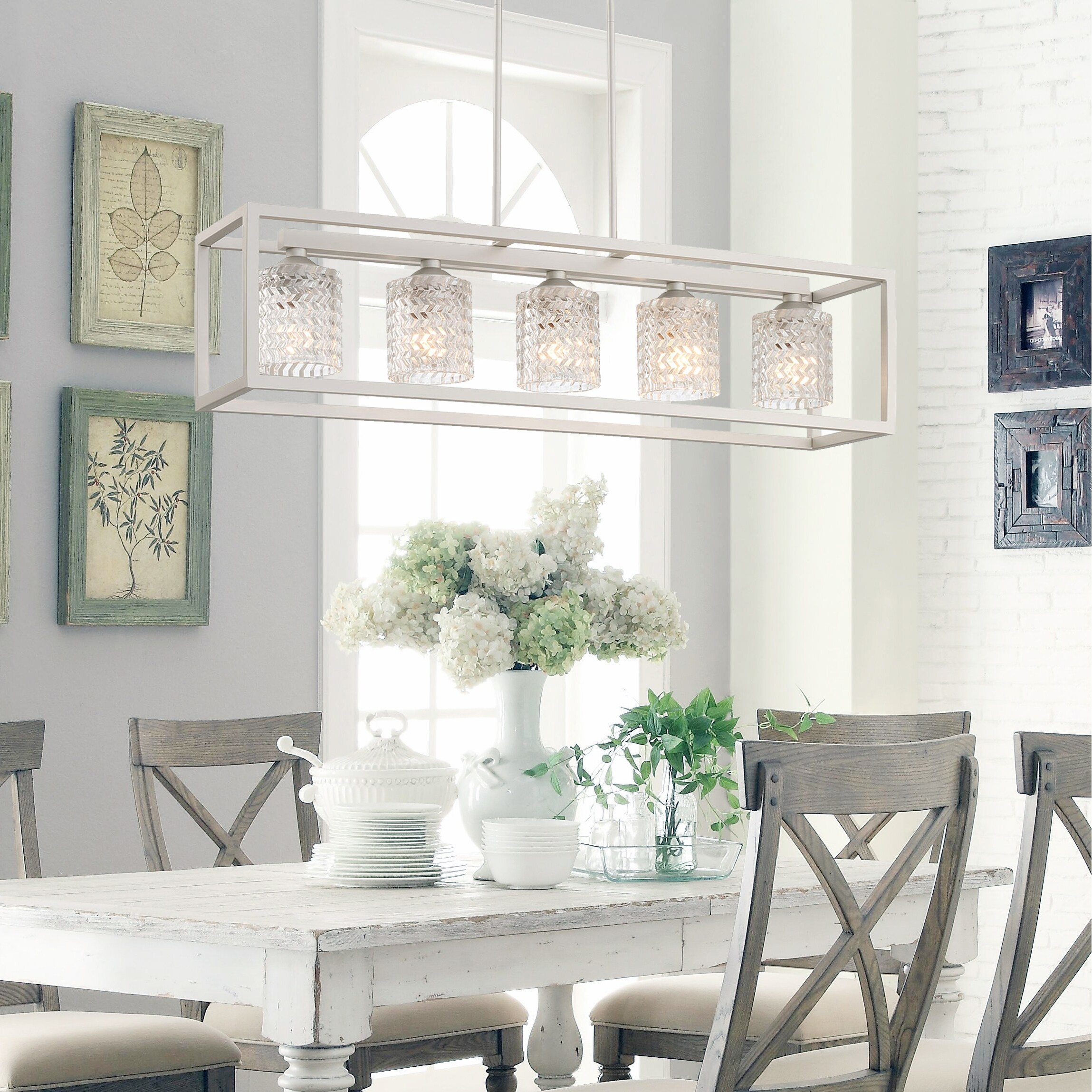 Acroma Modern Glam 5 light 37in Kitchen Island Lights Crystal