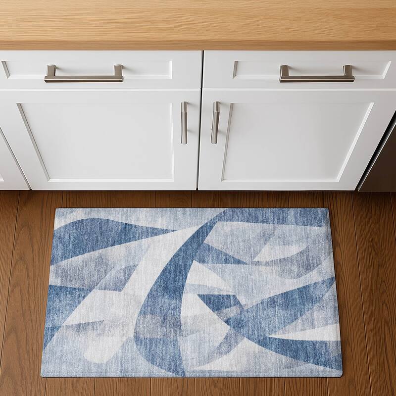 Premium Washable Super Soft Abstract Contemporary Mayfield Rug - 1'8" x 2'6" - Denim
