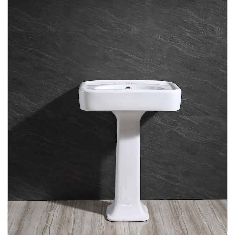 Kingston Brass Robert 25-9/16" Rectangular Porcelain Pedestal Bathroom
