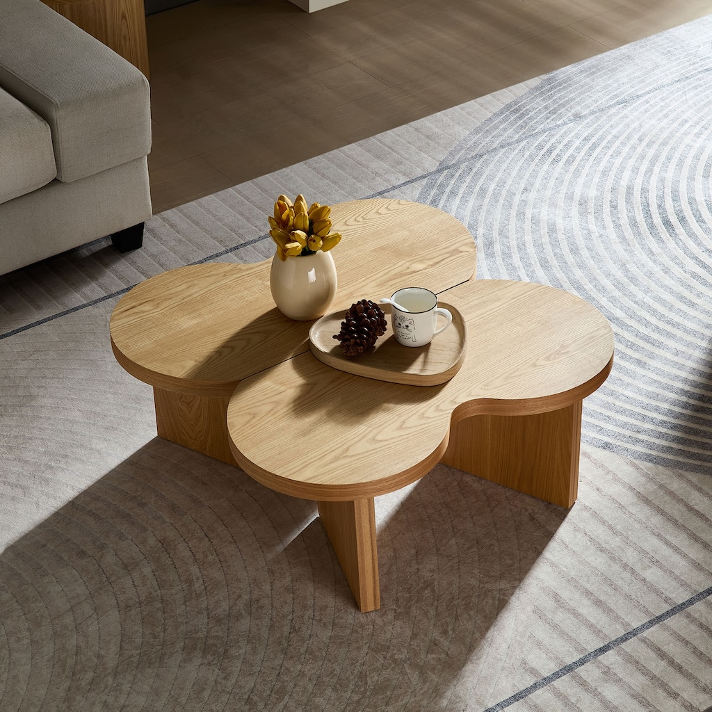 Living Room Coffee Table Centre Table with A Butterfly Shaped, Split Accent Table Console Table