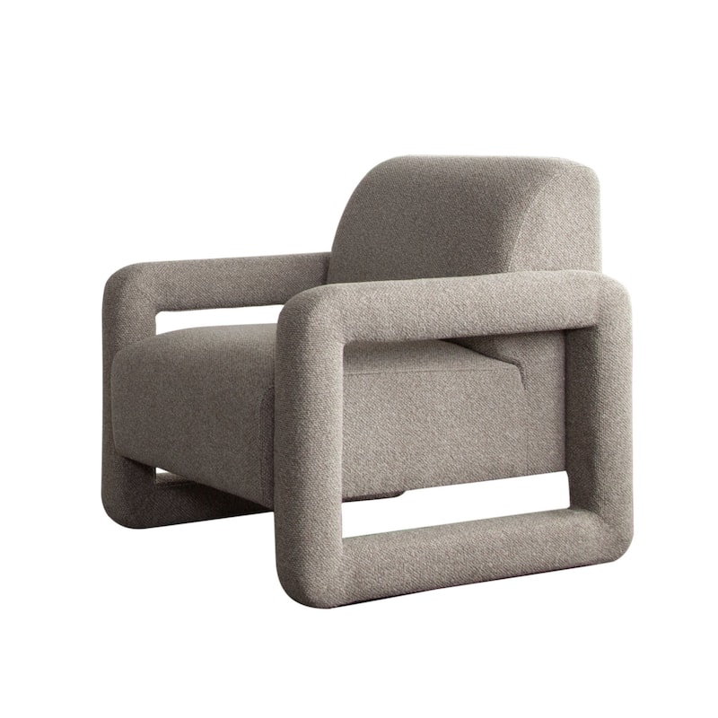 Keny Accent Chair, Open Arm Textured Mink Gray Polyester