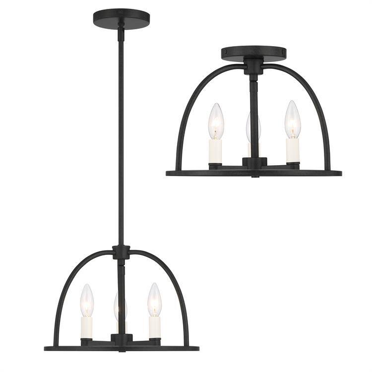 Abbott 3 Light Black Chandelier - 13.75'' W x 10'' H