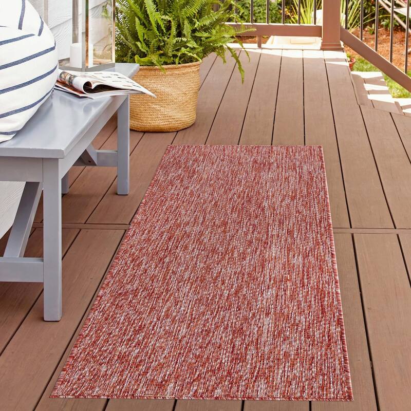 Outdoor Amsterdam Collection Area Rug - Rust Red - 2'x6'