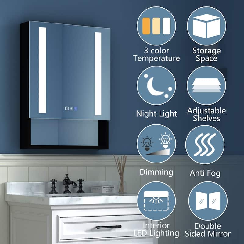 Aluminum Surface/Recessed Mount Medicine with Mirror, Outlet