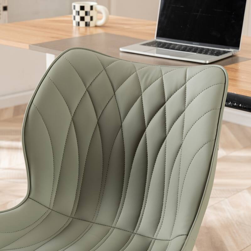 Faux Leather Office Chair with Wheels, Upholstered Task Chair