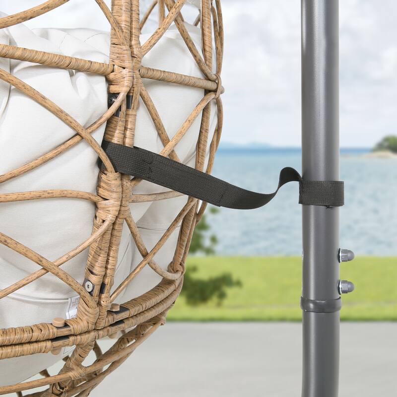 Swing Egg Chair with Stand Indoor Outdoor Wicker Rattan Hammock Chair