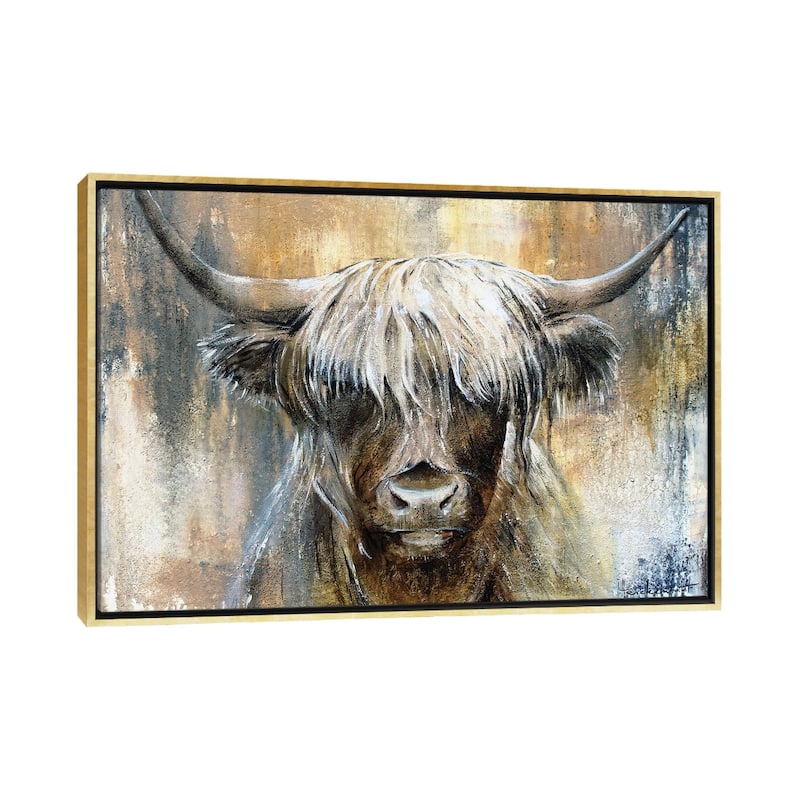iCanvas "Highland Cow I" by Studio Paint-Ing Framed Canvas Print - Gold - 18x26
