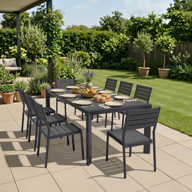 Pellebant Premium Outdoor Patio Aluminum Dining Table with Umbrella Hole