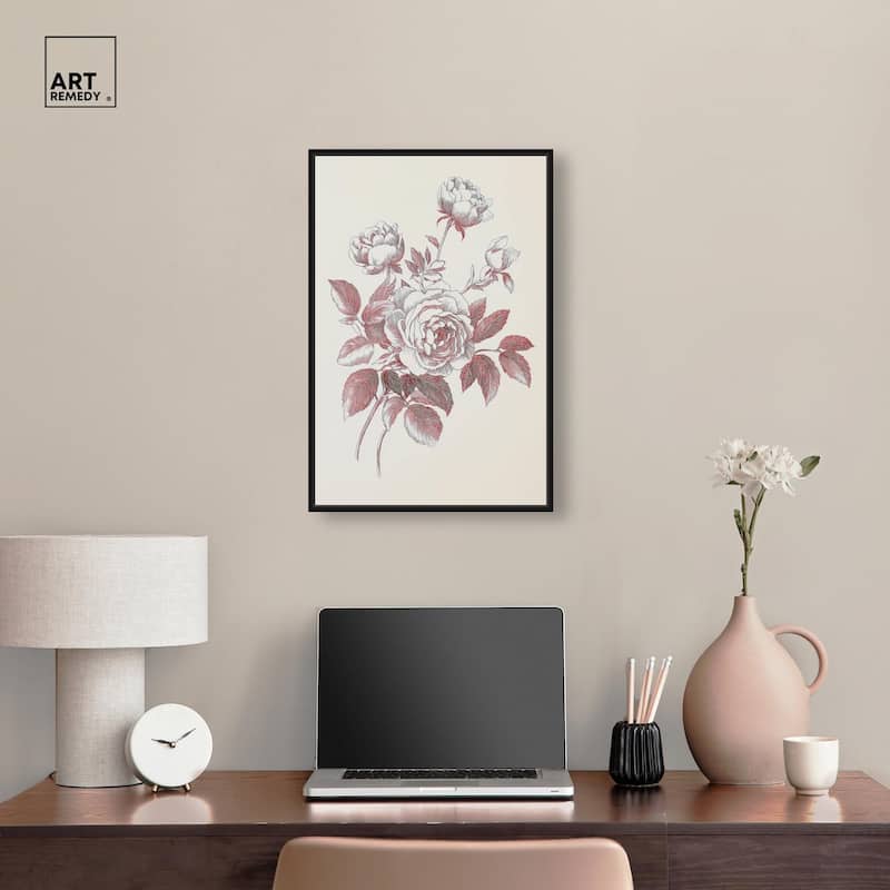 Breezy Red Pencil Blooms II Canvas by Art Remedy