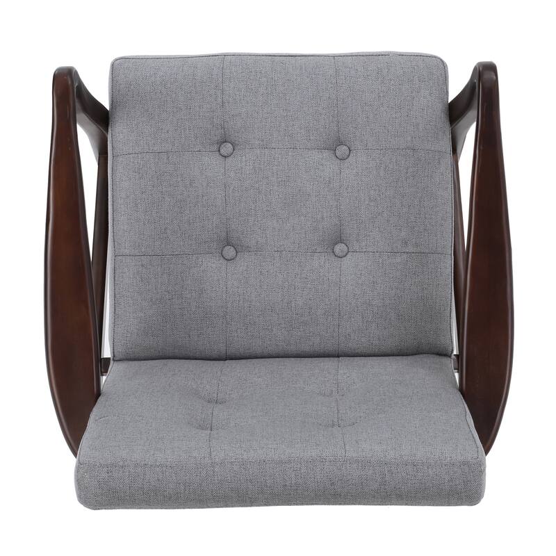 Fabric Mid-Century Club Chair with Button Tufted Design & Wooden Legs - Modern Accent Chair