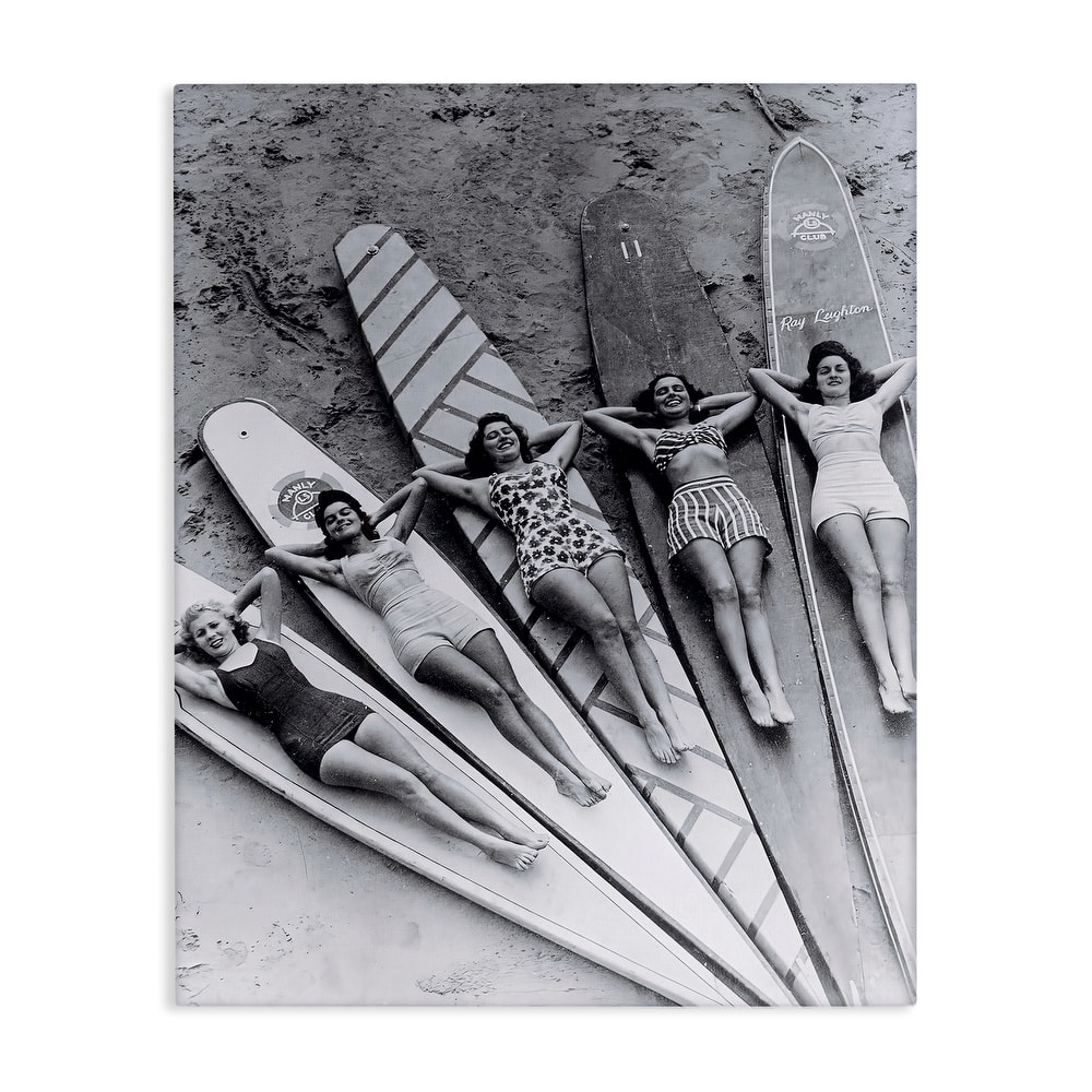 Stupell Vintage Women on Surfboards Canvas Wall Art Design By Arlington Prints