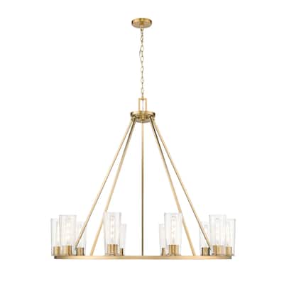 Titus 10 Light Chandelier in Modern Gold