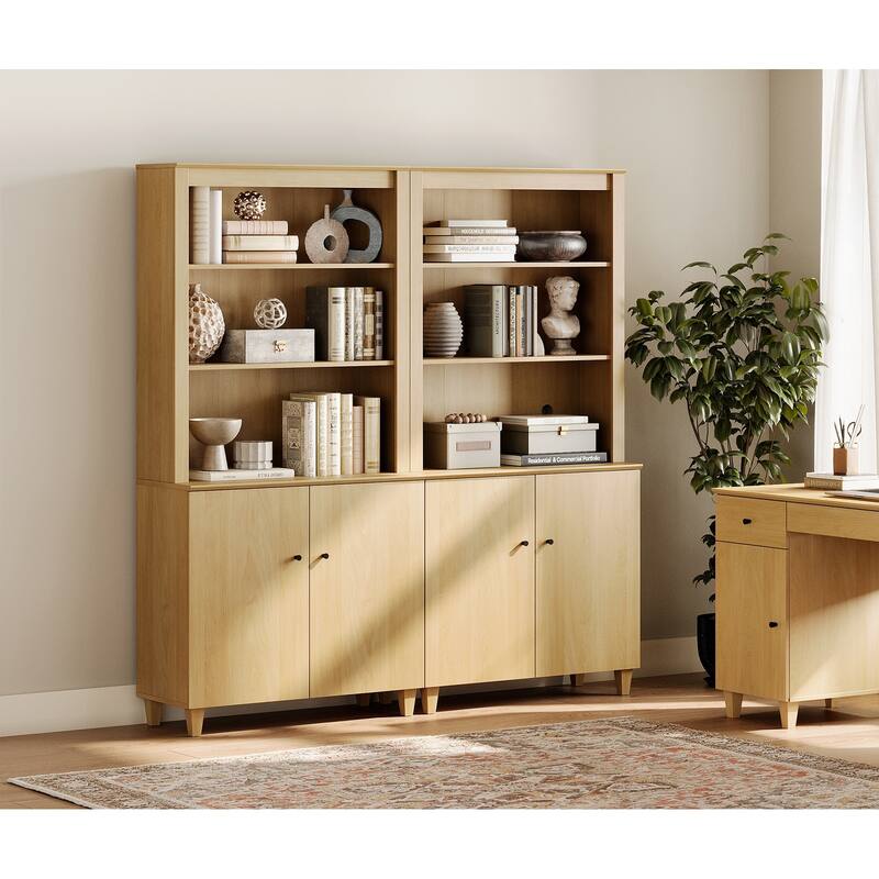 Modern 71" Tall Bookcase with Shelves & Storage Cabinet for Home Office